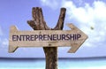 Entrepreneurship wooden sign with beach background Royalty Free Stock Photo