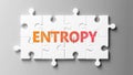 Entropy complex like a puzzle - pictured as word Entropy on a puzzle pieces to show that Entropy can be difficult and needs