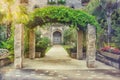 Entry arch covered climbing plants