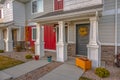 Entry area of colorful townhomes in Utah Valley Royalty Free Stock Photo