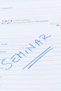 Entry in the calendar: seminar Royalty Free Stock Photo