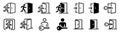 Entry and exit icons. Login and logout icon set. Enter and quit icons. Flat style vector icons