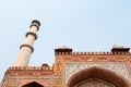 Entry gate of the tomb of Akbar the Great in Agra on overcast day Royalty Free Stock Photo