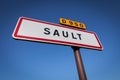 Entry sign, village Sault, Provence, France Royalty Free Stock Photo