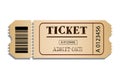 Entry ticket to old vintage style. Vector. Admit one. Royalty Free Stock Photo