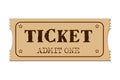 Entry ticket to old vintage style. Vector. Admit one. Royalty Free Stock Photo