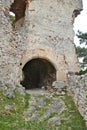 entry to an old castle ruin in the woods Royalty Free Stock Photo
