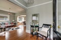 Entryway with gray walls, console table and wood floors Royalty Free Stock Photo