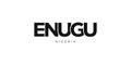 Enugu in the Nigeria emblem. The design features a geometric style, vector illustration with bold typography in a modern font. The