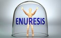 Enuresis can separate a person from the world and lock in an invisible isolation that limits and restrains - pictured as a human
