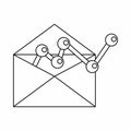 Envellope with graph icon, outline style Royalty Free Stock Photo