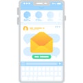 Envelop email on mobile screen vector icon