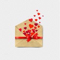 Envelop With Red Hearts Transparent Background Royalty Free Stock Photo