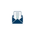 Envelope with approved document icon. Vector illustration of e-mail confirmation Royalty Free Stock Photo