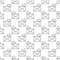 Envelope with Arrow vector Send Email outline seamless pattern