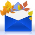 Envelope with autumn foliage Royalty Free Stock Photo