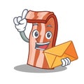 With envelope bacon character cartoon style Royalty Free Stock Photo
