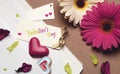 Beautiful bright accessories for Valentine`s Day Royalty Free Stock Photo