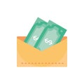 Envelope with bills currency money business finance Royalty Free Stock Photo