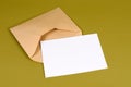 Brown envelope, blank note card paper or letter, copy space Royalty Free Stock Photo