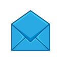 Envelope blue flat icon vector illustration isolated on white background