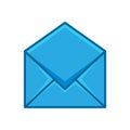 Envelope blue flat icon vector illustration isolated on white background Royalty Free Stock Photo