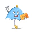 With envelope blue umbrella character cartoon