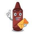 With envelope brown crayon isolated with the mascot Royalty Free Stock Photo