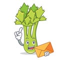 With envelope celery character cartoon style Royalty Free Stock Photo