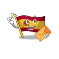 With envelope character spain flag is stored cartoon drawer