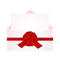 Envelope with Clean Card and Red Bow Ribbon.