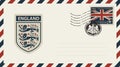 Envelope with Coat of Arms of England and uk flag