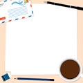 Envelope coffee notepad copy-space paper vector