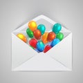An envelope with colorful ballons, vector