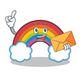 With envelope colorful rainbow character cartoon