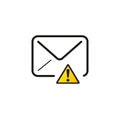 Envelope containing exclamation mark symbol, warning icon. Stock Vector illustration isolated on white background