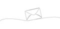 Envelope continuous line drawing vector. Message, notification, business correspondence.