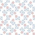 Envelope with Cross sign vector Delete Email concept outline seamless pattern Royalty Free Stock Photo