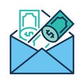 Envelope with Dollar Banknotes vector Money concept colored icon