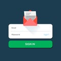 Envelope e-mail Flat icon, with log in button