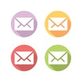 Envelope Email Flat Icons Set