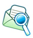 Envelope email and magnifying glass