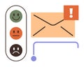 Email Notification with Feedback happy Scale and Alert Sign for Communication or User Interaction Royalty Free Stock Photo