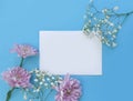 Envelope, flower  message  on a colored background decoration beautiful Royalty Free Stock Photo