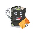 With envelope garbage bag in the cartoon shape