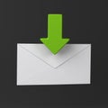 Envelope and green arrow icon on black