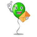 With envelope green baloon on left corner mascot