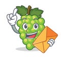 With envelope green grapes character cartoon