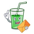 With envelope green smoothie character cartoon