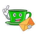 With envelope green tea character cartoon